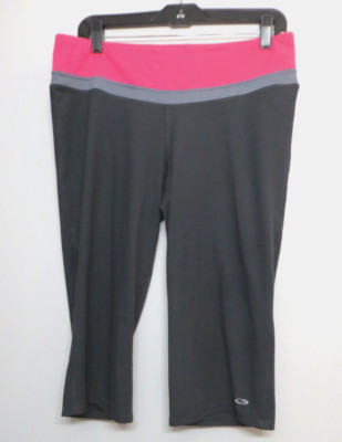 Champion Capris Womens Large Gray Pink Activewear Athleisure Cropped Pants