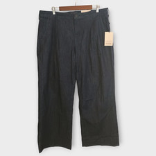 NYDJ Teresa Wide Leg Ankle Pleats Womens 14 Blue Casual Classic Denim Jeans NWT