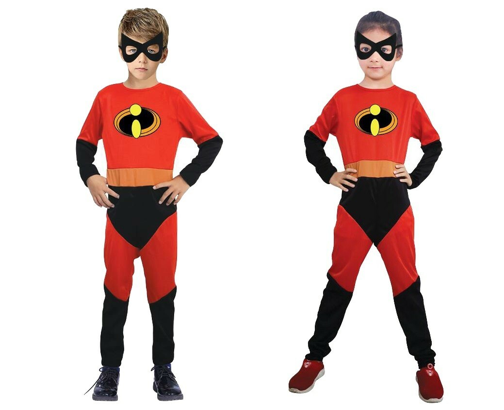 Disfraz inspirado en Los Increíbles. Talla 7-9 Años. Incluye mono y antifaz.
