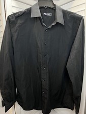 PJ PAUL JONES Men's Button Down Shirt Casual Long Sleeve Size Large Black EUC 
