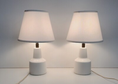 PAIR Vintage Bostlund Mid Century Danish Modern Martz Style Table Lamp 17''