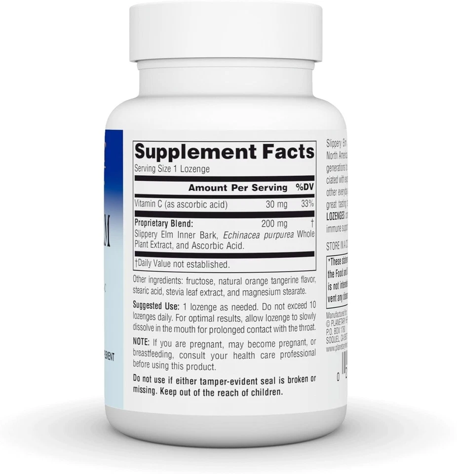 Pastillas de olmo resbaladizas Planetary Herbals con equinácea y vitamina C 100 pastillas Foto 4 de 4