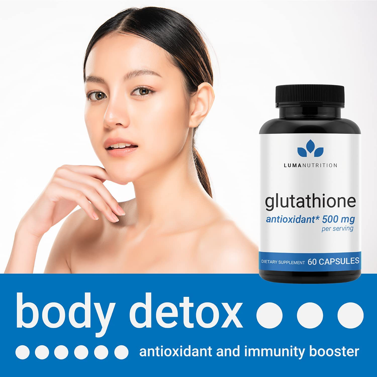 Luma Nutrition Glutathione 500Mg Antioxidant, Premium L-Glutathione, Liver  Detox