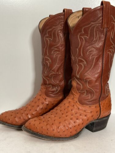Tony Lama Exotic Full Quill Ostrich Cowboy Boots 8 EE USA White Label - Picture 1 of 21