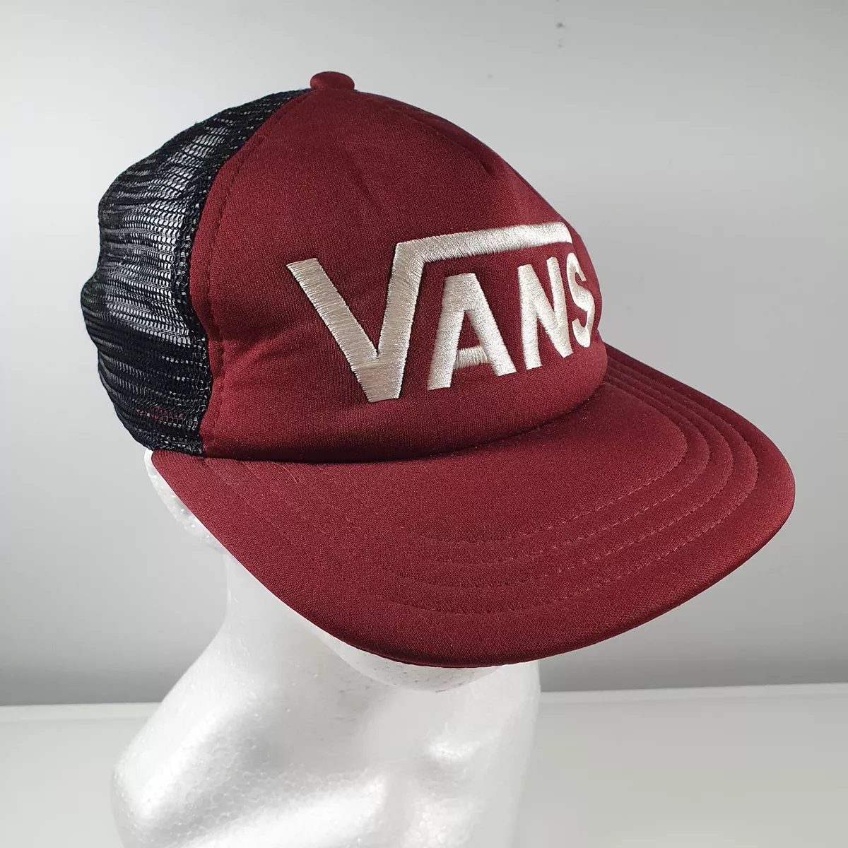 VANS Trucker Mesh Baseball Cap Hat Snapback Adjustable Burgundy Black