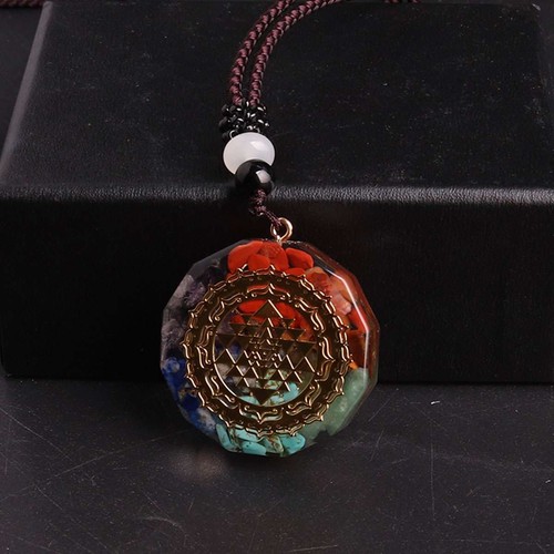 7 Chakra Natural Crystal Orgonite Pendant Healing Talisman Women Men Necklace US - Picture 13 of 14
