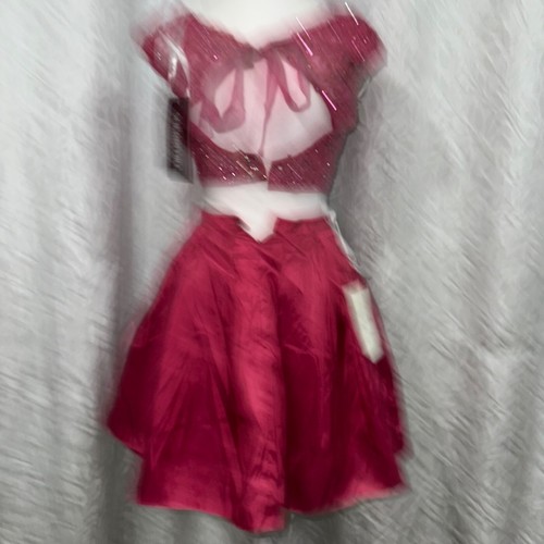 SHERRI HILL hot pink two piece set size 2 fit to flair beaded open back lace top - Picture 14 of 18