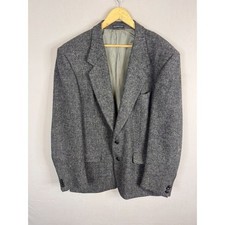 Harris Tweed Mens 46 Long Tall Grey Virgin Wool Blazer Sport Coat Hand Woven