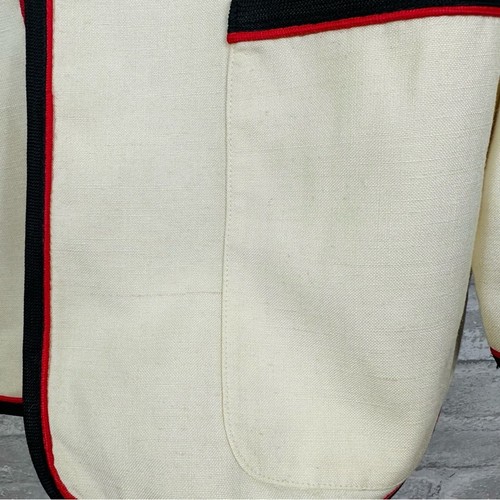 Vintage Christian Dior Leinenmischung Sakko Gr. 6 Creme Schwarz Rot Klassischer Blazer - Bild 12 von 15