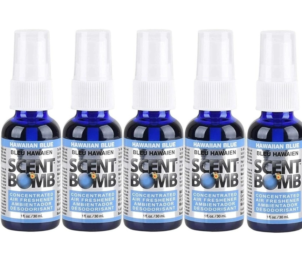 Scent Bomb 100% Oil Based Concentrated Air Freshener Spray, Hawaiian Blue 5 Pack