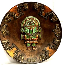 Vintage Peru Peruvian Embellished Brass Copper