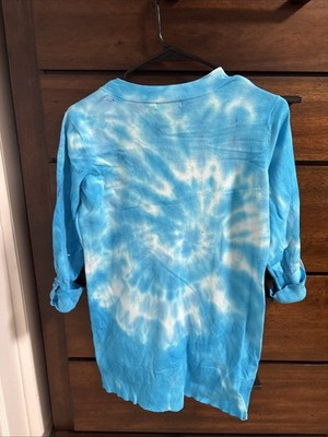 Style & Co Cardigan Button Up Size Medium Tie Dye Blue Unique ONE OF A KIND