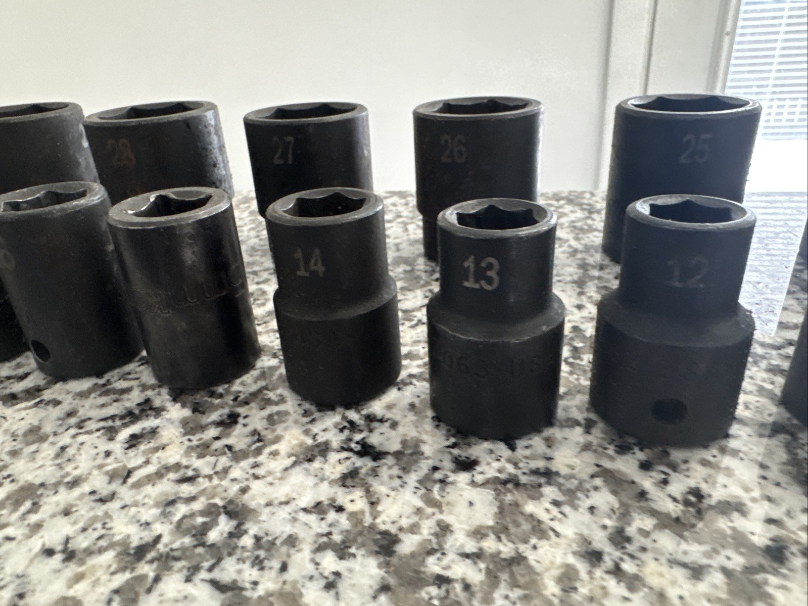 SK Tools 4037 - 25 Piece 1/2" Dr 6 Pt Shallow Metric Impact Socket Set USA MADE