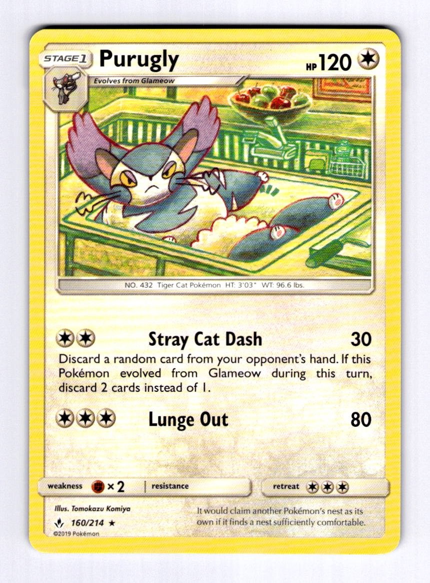 Purugly SM - Unbroken Bonds #160 (2019) Rare NM Pokemon