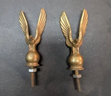 SET OF 2 Vintage Golden Ornate Metal Eagle Trophy Topper Accent Parts Ornament