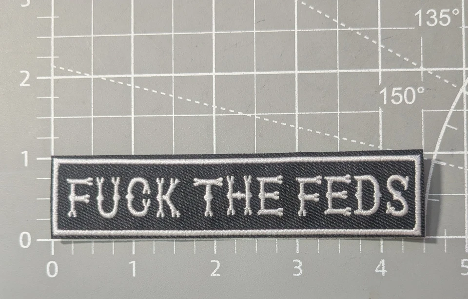 Fvck The Fed Patch 1x4.5" Sloangs Biker Punk Goth Anarchy Embroidered Iron On - Image 2 of 3