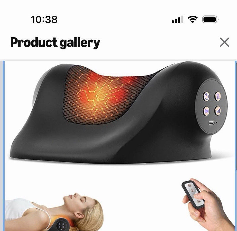 Heated Neck Massager w/ Red Light Therapy, Remote Control, 2 Heads, Black