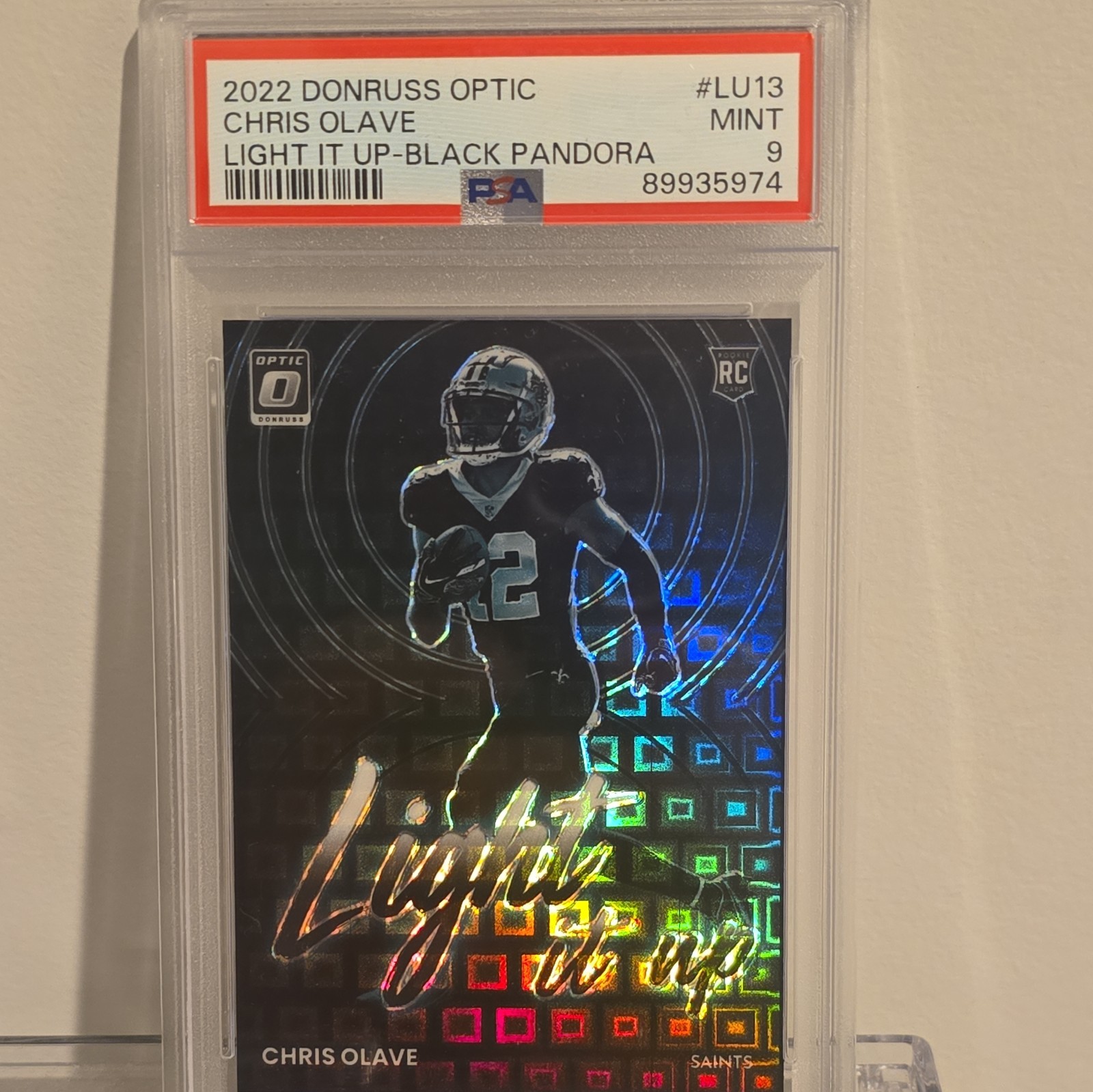 2022 Donruss Optic Chris Olave Rookie Light It Up Black Pandora /25 PSA 9 GEM!