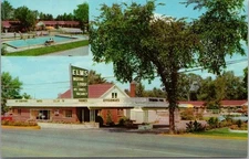 FLINT, Michigan Postcard "ELMS MOTOR LODGE Dort Highway / Curteich Chrome c1957