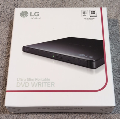 LG Ultra Slim Portable External DVD Writer USB 2.0 USB-Powered Black Mac/PC