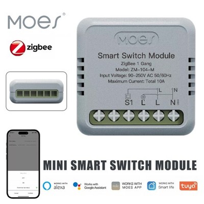 Moes Zigbee Mini Smart Light Switch Modul 3-wege Für Alexa Google Remote Timer.