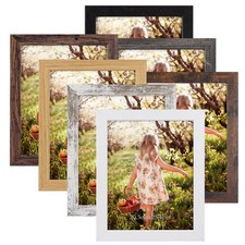 PETAFLOP 8x10 Picture Frame Set of 7, Multi-Color Distressed Rustic Wood