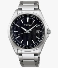 Seiko Selection Men's Black Watch - SBTM291 Titanium solar radio watch