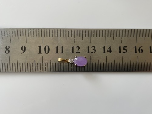 Jade and Diamond Pendant 9ct Gold Diamond and Jade Cabochon Pendant - 第 2/15 張圖片