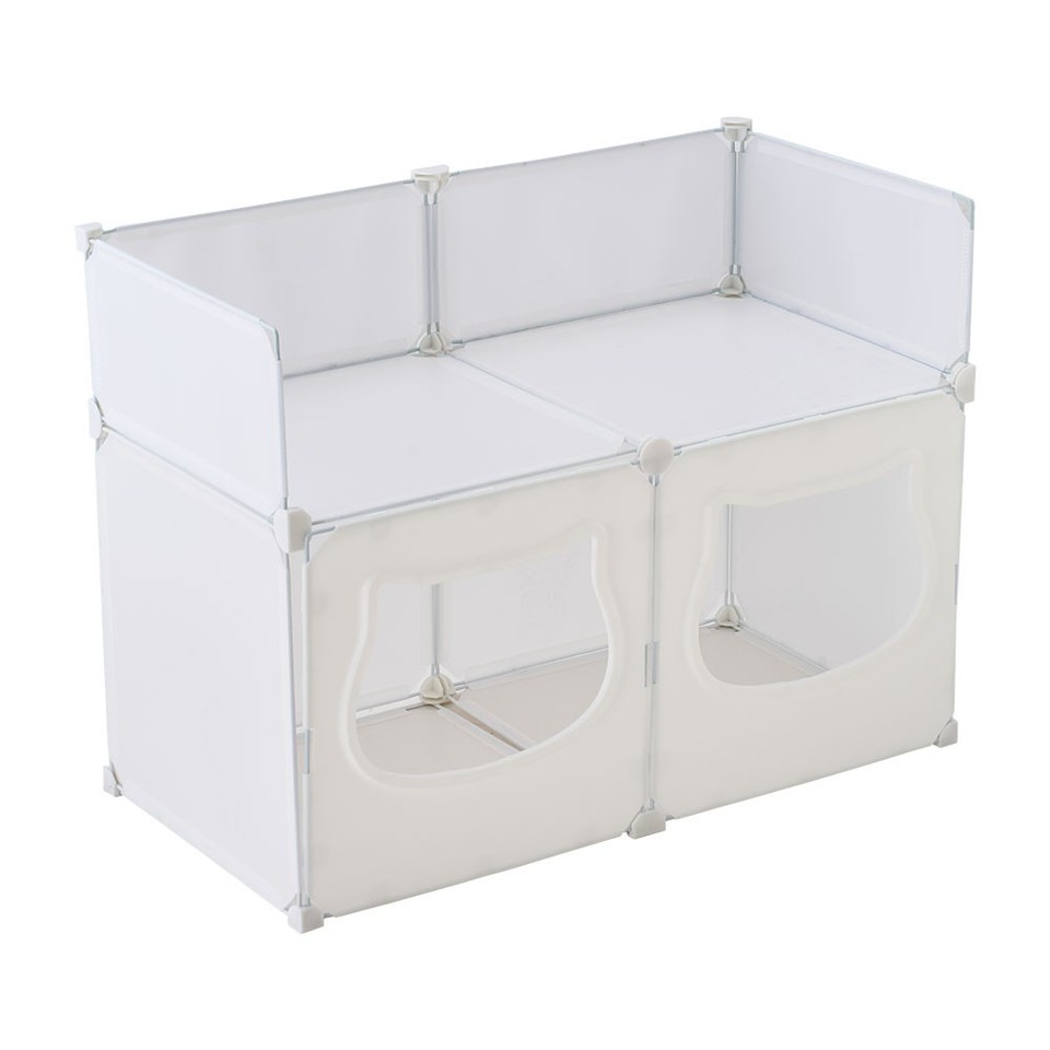 2 Tiers Dual Condo Cat House Kitty Scratch House Pet Bed Indoor Raised ...