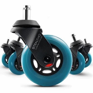 STEALTHO Office Chair Wheels Replacement for Hardwood Stem 7/16" x 7/8", Navy 