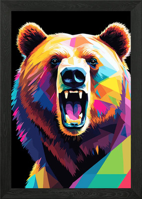 Kodiak Bär Pop Art gerahmtes Wandbild Poster Leinwanddruck Bild