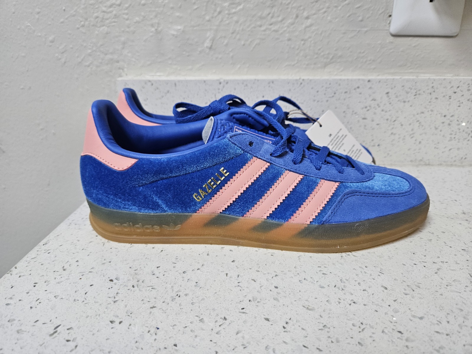 Adidas Gazelle Indoor 'Blue Semi Pink Velvet' Women's  - IG6785 Size 7.5 thumbnail 9