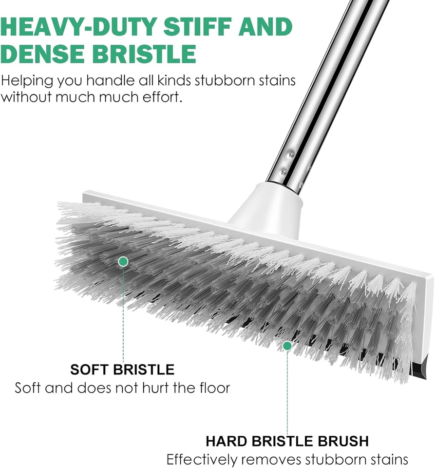 Cepillo de piso 2 en 1 con mango ajustable de 51 pulgadas para baño y cocina Foto 3 de 4