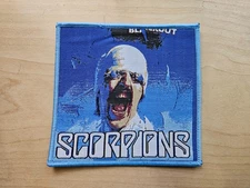 SCORPIONS, SEW ON BLUE BORDER WOVEN PATCH