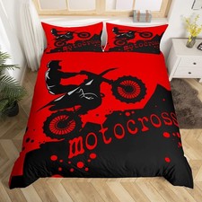 Dirt Bike Bedding Set Queen Size Extreme Sports Comforter Cover Set for Boys ...