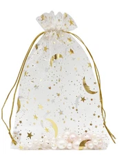 100PCS White Organza Gift Bags 4X6 with Drawstring Small Wedding Party Favor ...