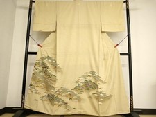 Heiwaya Kimono Luxury colored tomesode piece embroidery pine halo dyed gold