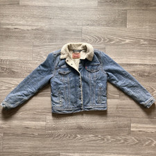 Levi's Kids Sherpa-Lined Denim Trucker Jacket Blue/Beige Size M Button