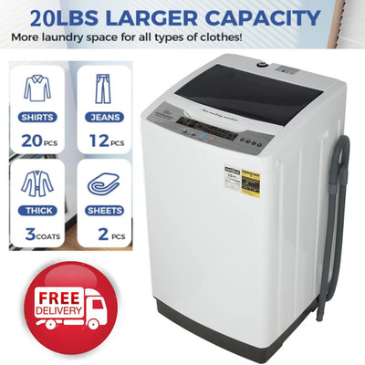 20/15.6lbs Full Automatic Washing Machine Compact Laundry Washer w/ Drain Pump-