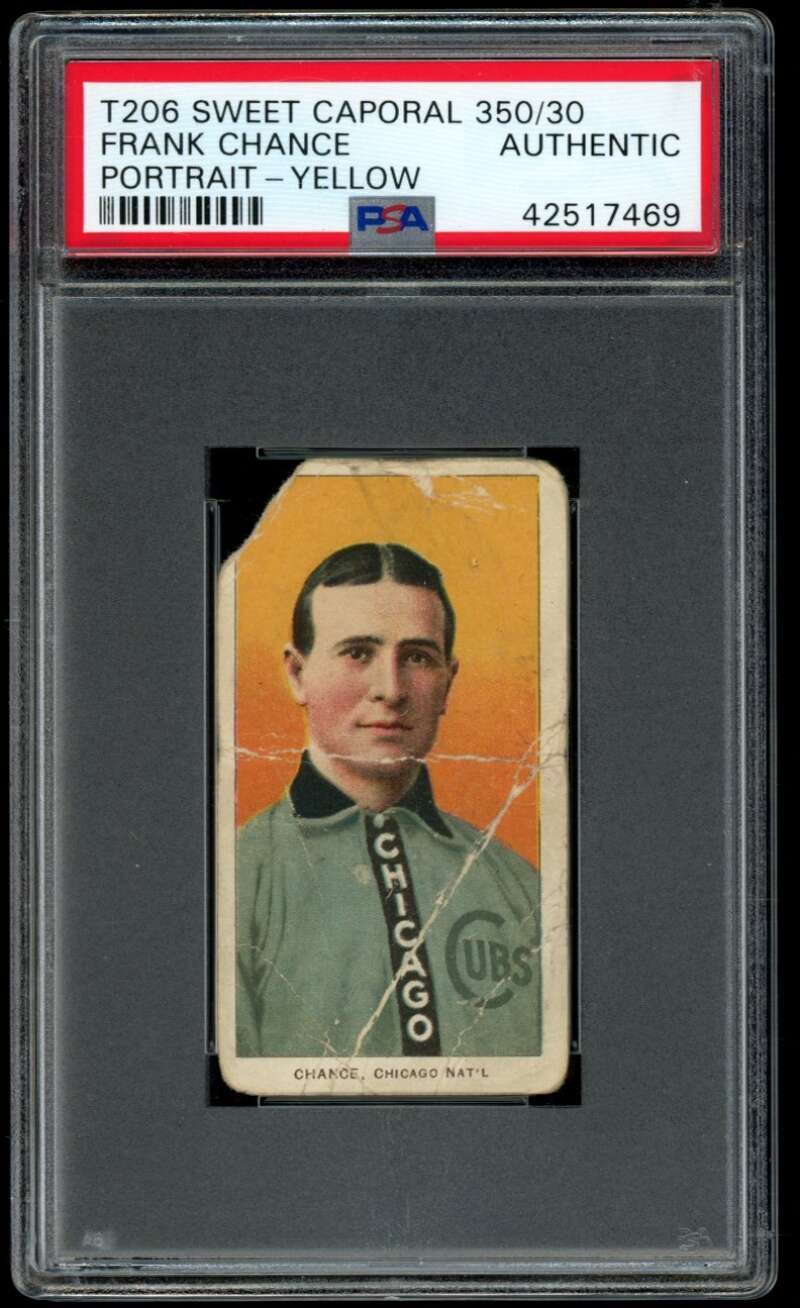 1910 T206 Frank Chance PSA 0 Auth Yellow Portrait Sweet Caporal 350 30 (7469)