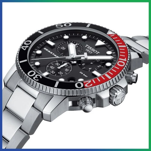 New TISSOT Seastar 1000 T120.417.11.051.01 Two Tone Black Dial Chrono Mens Watch - Picture 4 of 12