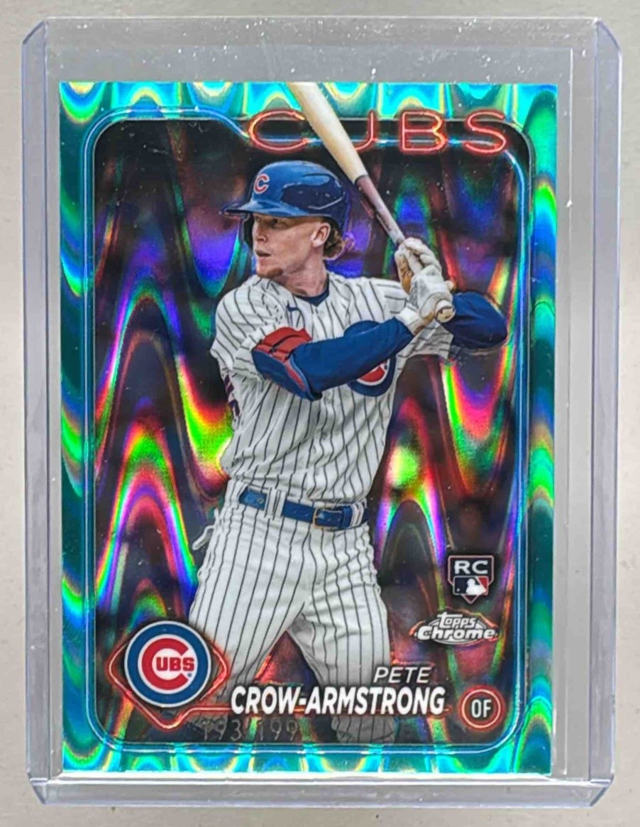Pete Crow-Armstrong 2024 Topps Chrome #16 Aqua Raywave Refractor Rookie RC /199