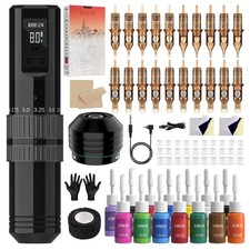 Wireless Tattoo Machine Kit Tattoo Gun Kit Rotary Pen Kit with 1400mAh Batter...