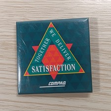 Vtg Compaq Computer Pinback "Together We Deliver Satisfaction"
