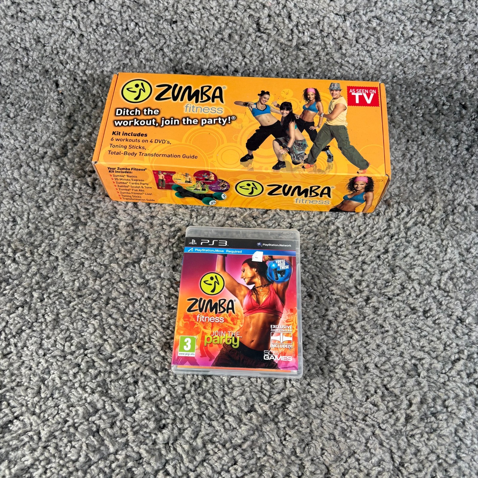Zumba Fitness Total Body Transformation System (DVD, 2010,) + ps3 zumba game