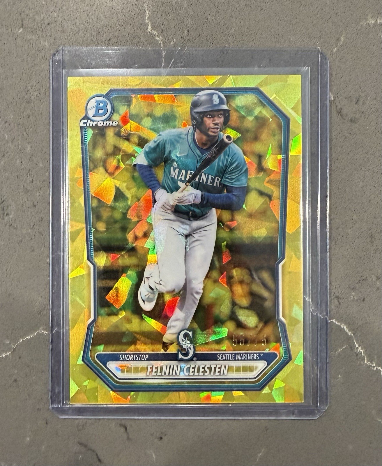 2026 Bowman Chrome Sapphire Felnin Celesten Yellow Refractor 55/75 Mariners