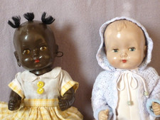 Vintage Roddy Hard Plastic Baby Dolls x2  Black Topsy Doll 12" VGC  1950s