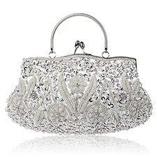 Noble Beaded Sequin Flower Evening Purse Large Clutch Bag Handbag for Women ...