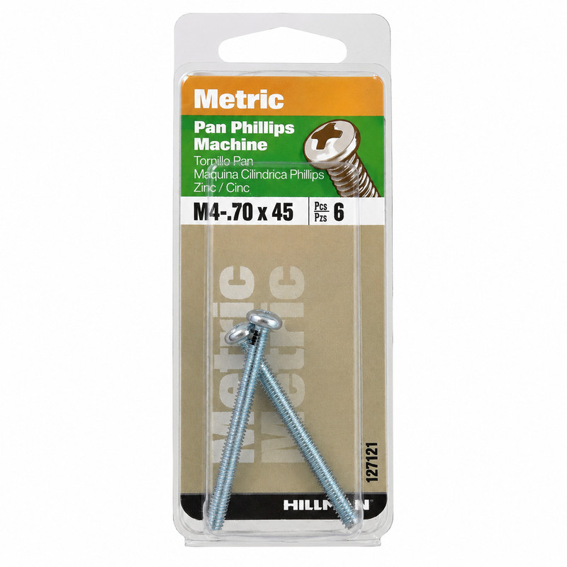 Hillman M4-0.70 x 45mm Pan Phillips Machine Screws Zinc 2 Count Open Box