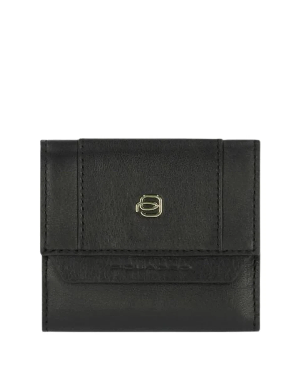 Portafoglio Donna In Pelle Piquadro Con Portamonete - Design Compatto Ed Elegante, Colore Nero